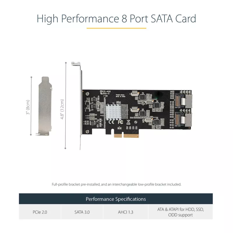 Tarjeta SATA PCIe de 8 puertos StarTech.com – Tarjeta de expansión PCI Express 6 Gbit/s SATA con 4 controladores host – Tarjeta controladora SATA PCIe – PCI-e x4 Gen 2 a SATA III – SATA HDD/SSD