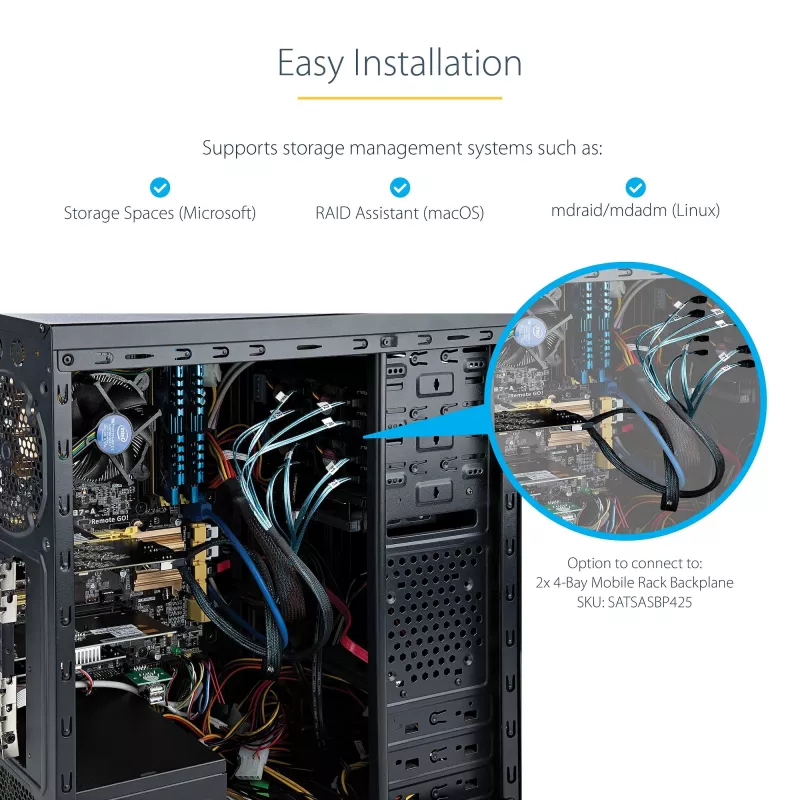 Tarjeta SATA PCIe de 8 puertos StarTech.com – Tarjeta de expansión PCI Express 6 Gbit/s SATA con 4 controladores host – Tarjeta controladora SATA PCIe – PCI-e x4 Gen 2 a SATA III – SATA HDD/SSD