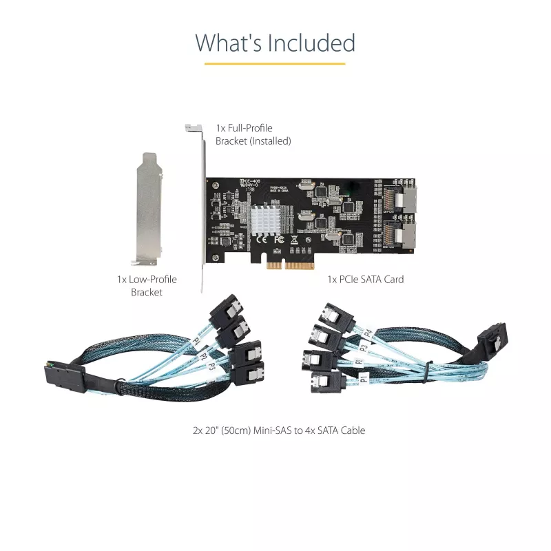 Tarjeta SATA PCIe de 8 puertos StarTech.com – Tarjeta de expansión PCI Express 6 Gbit/s SATA con 4 controladores host – Tarjeta controladora SATA PCIe – PCI-e x4 Gen 2 a SATA III – SATA HDD/SSD