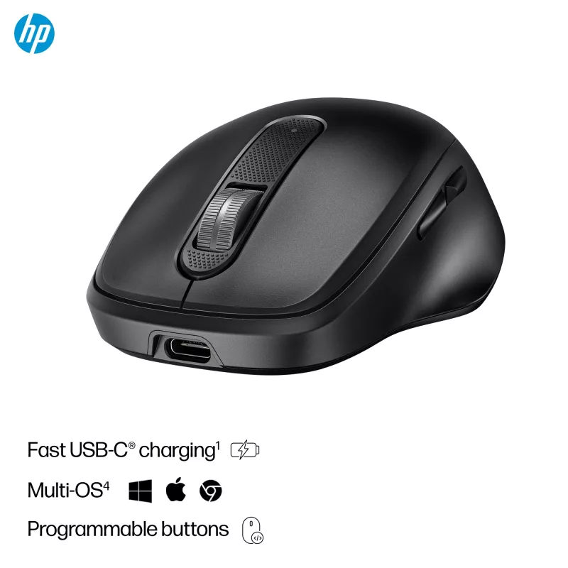 HP 510 ratón inalámbrico recargable ultrasónico, ambidiestro, RF Wireless, 4000 DPI, negro