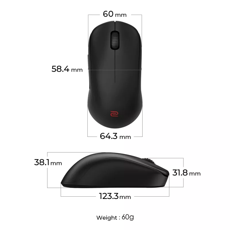 ZOWIE U2-DW ratón gaming diestro RF Wireless 3200 DPI