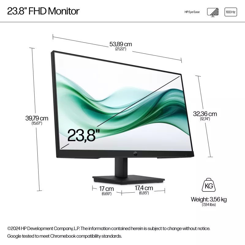 HP Series 3 Pro monitor FHD de 23,8 inch - 324pv, 60,5 cm (23,8 inch), 1920 x 1080 píxeles, Full HD, LCD, 5 ms, negro