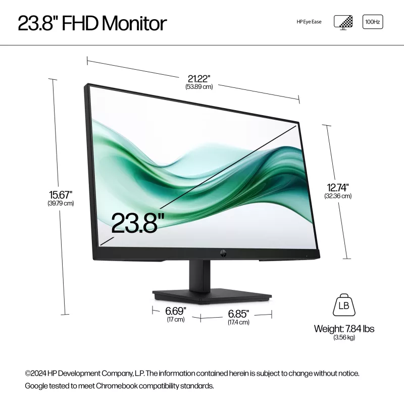 HP Series 3 Pro monitor FHD de 23,8 inch - 324pv, 60,5 cm (23,8 inch), 1920 x 1080 píxeles, Full HD, LCD, 5 ms, negro
