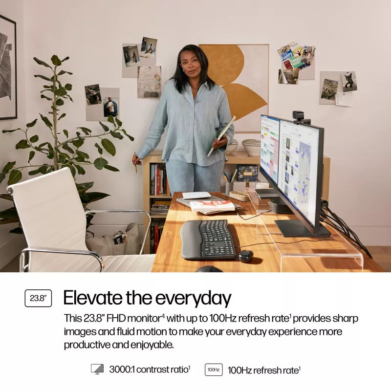 HP Series 3 Pro monitor FHD de 23,8 inch - 324pv, 60,5 cm (23,8 inch), 1920 x 1080 píxeles, Full HD, LCD, 5 ms, negro
