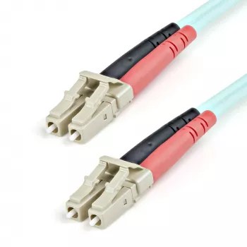 StarTech.com cable de fibra óptica multimodo OM3 LC/UPC a LC/UPC de 1 m (3ft), cable de fibra óptica zipcord full duplex 50/125µm, 100G, baja atenuación de inserción, cable de conexión de fibra óptica LSZH