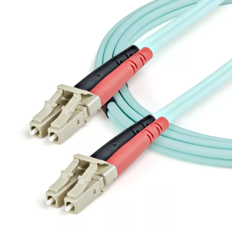 StarTech.com cable de fibra óptica multimodo OM3 LC/UPC a LC/UPC de 1 m (3ft), cable de fibra óptica zipcord full duplex 50/125µm, 100G, baja atenuación de inserción, cable de conexión de fibra óptica LSZH