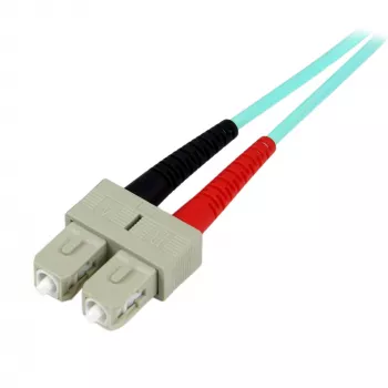 StarTech.com cable de fibra óptica multimodo OM3 LC/UPC a SC/UPC de 2 m (6ft), cable de fibra óptica zipcord full duplex 50/125µm, 100G, baja atenuación de inserción, cable de conexión de fibra óptica LSZH