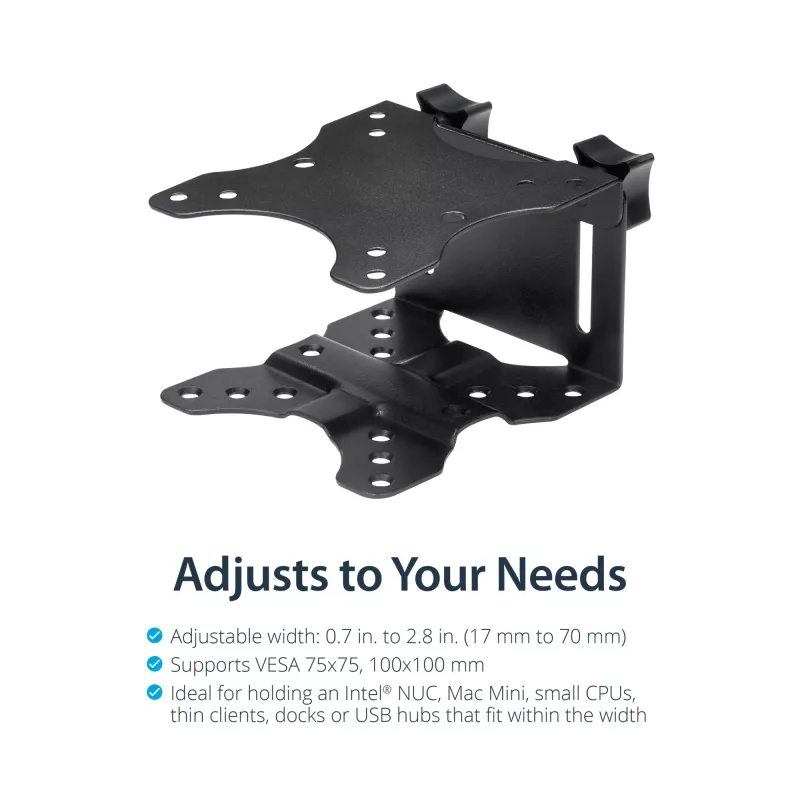 StarTech.com ACCSMNT soporte para thin client – soporte de montaje VESA, para Intel NUC / Mac Mini, ordenador de sobremesa pequeño, 5 kg, negro, plástico/acero