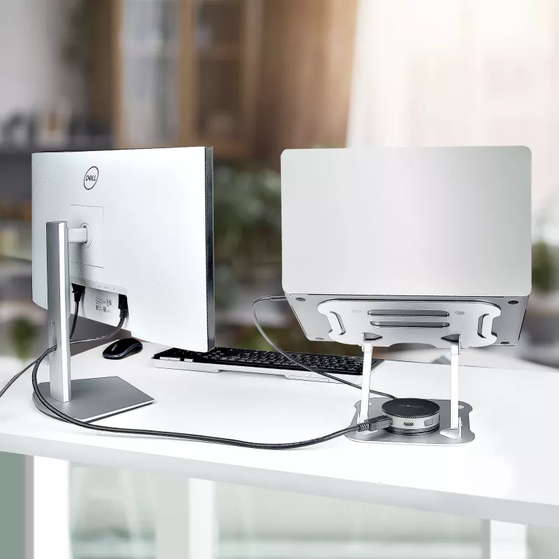 Soporte de portátil para escritorio StarTech.com, soporte ergonómico de altura ajustable, aluminio, portátil, soporta hasta 10 kg, soporte plegable para portátil para escritorio – elevación/soporte de portátil en ángulo