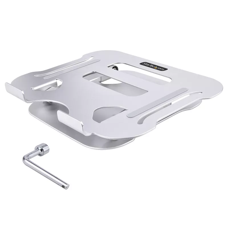 Soporte de portátil para escritorio StarTech.com, soporte ergonómico de altura ajustable, aluminio, portátil, soporta hasta 10 kg, soporte plegable para portátil para escritorio – elevación/soporte de portátil en ángulo