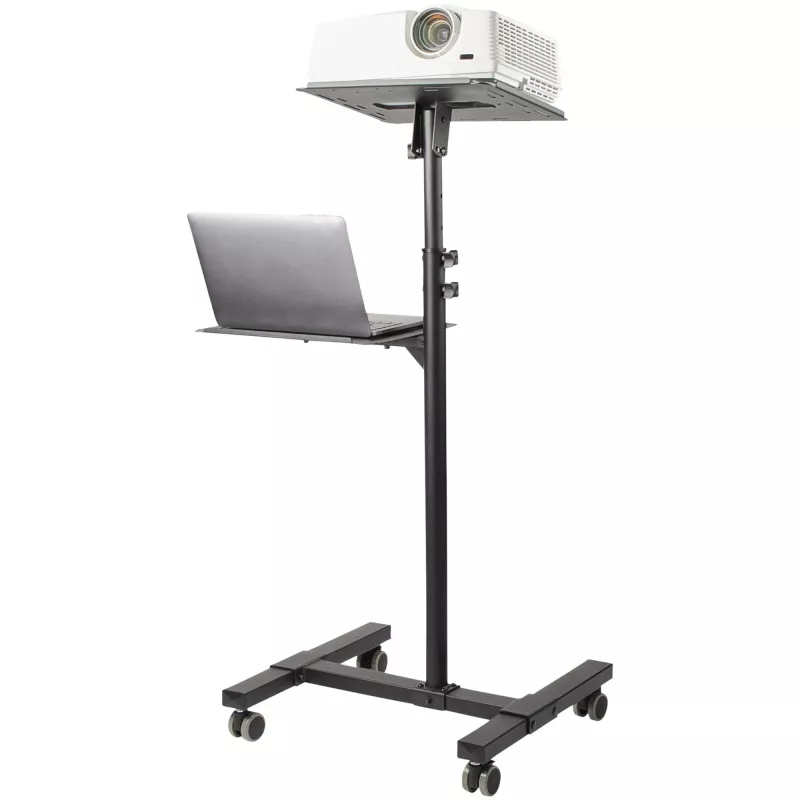 Soporte/carrito móvil para proyector y portátil StarTech.com – soporte robusto y portátil para proyector (2 bandejas, cada una soporta 10 kg) – carrito de altura ajustable para presentaciones con ruedas bloqueables