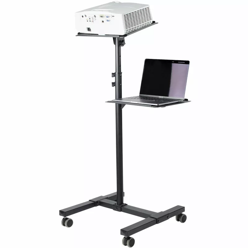 Soporte/carrito móvil para proyector y portátil StarTech.com – soporte robusto y portátil para proyector (2 bandejas, cada una soporta 10 kg) – carrito de altura ajustable para presentaciones con ruedas bloqueables