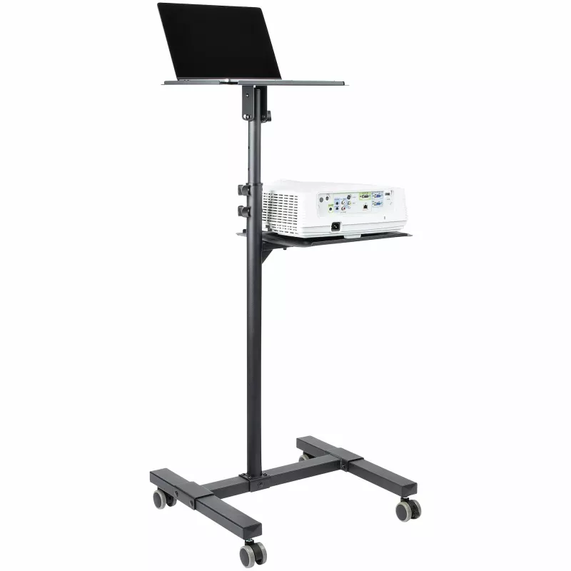 Soporte/carrito móvil para proyector y portátil StarTech.com – soporte robusto y portátil para proyector (2 bandejas, cada una soporta 10 kg) – carrito de altura ajustable para presentaciones con ruedas bloqueables