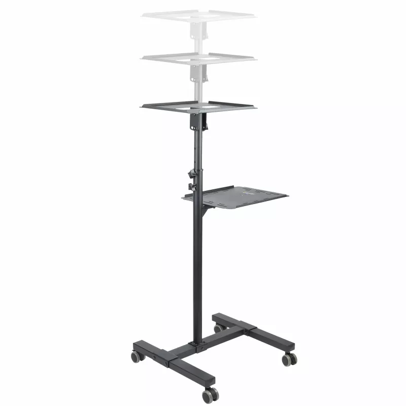 Soporte/carrito móvil para proyector y portátil StarTech.com – soporte robusto y portátil para proyector (2 bandejas, cada una soporta 10 kg) – carrito de altura ajustable para presentaciones con ruedas bloqueables