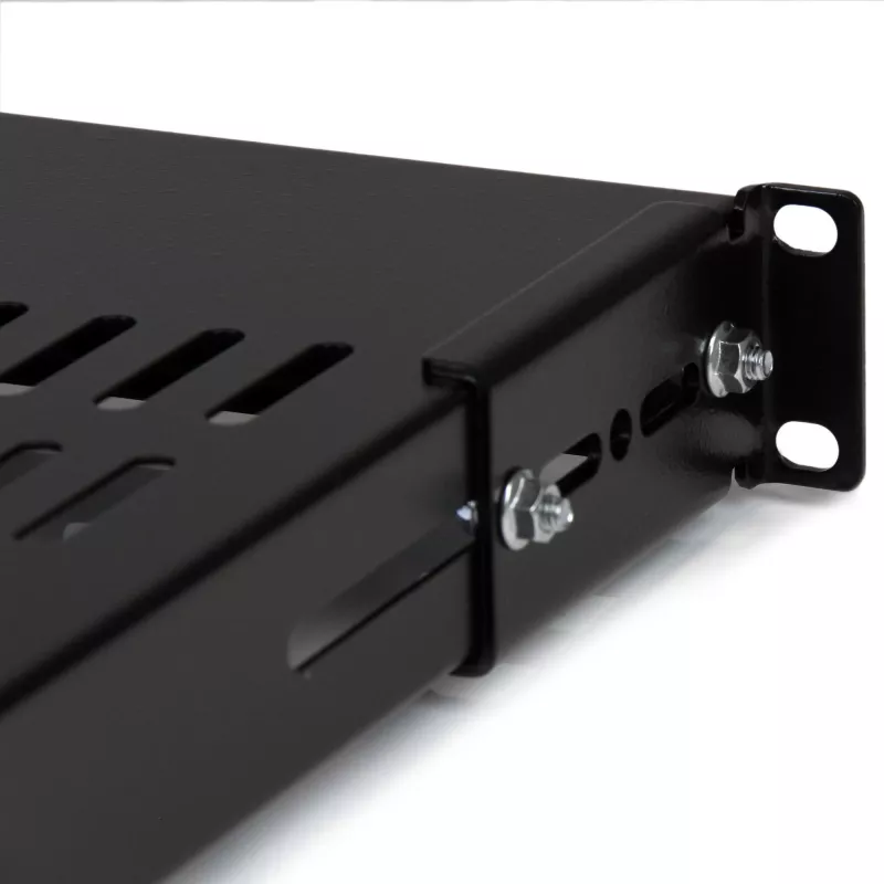 StarTech.com ADJSHELF 1U bandeja ventilada de profundidad ajustable para rack de servidor, 19 pulgadas, 80 kg (175 lb), profundidad de montaje 480–960 mm (19,5–38 pulgadas), 70 cm (27,5 pulgadas) de profundidad, negra