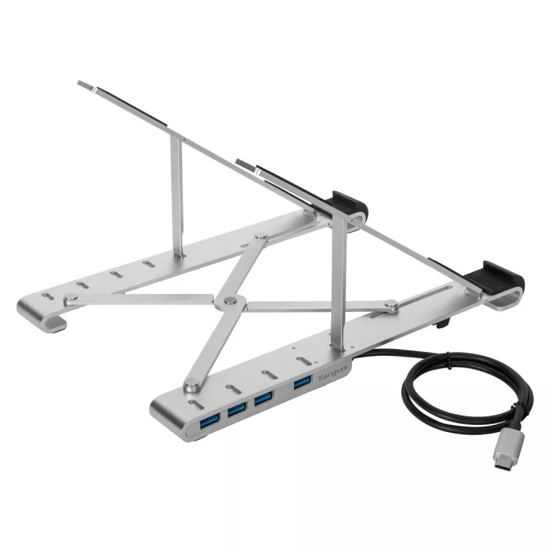Targus AWU100205GL soporte para portátil con hub USB de 4 puertos, 25,4–39,6 cm (10–15,6 pulgadas), plateado