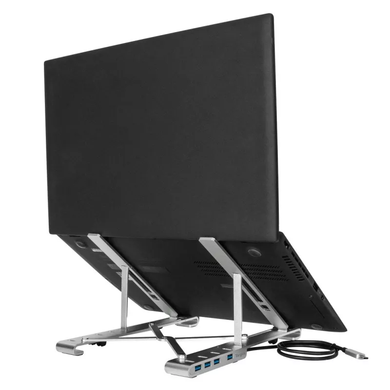 Targus AWU100205GL soporte para portátil con hub USB de 4 puertos, 25,4–39,6 cm (10–15,6 pulgadas), plateado