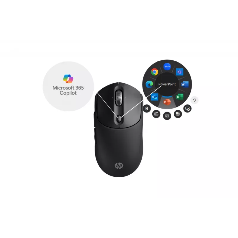 HP 700 Ratón inalámbrico recargable, ambidiestro, RF Wireless + Bluetooth, 6000 DPI, Negro