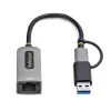 StarTech.com Adaptador USB-C a Ethernet con dongle USB-A, 10/100/1000 Mbit/s, adaptador de red USB 3.0 a Gigabit Ethernet, cable fijo de 15 cm, adaptador USB GbE