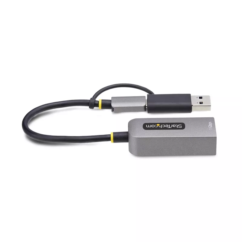 StarTech.com Adaptador USB-C a Ethernet con dongle USB-A, 10/100/1000 Mbit/s, adaptador de red USB 3.0 a Gigabit Ethernet, cable fijo de 15 cm, adaptador USB GbE