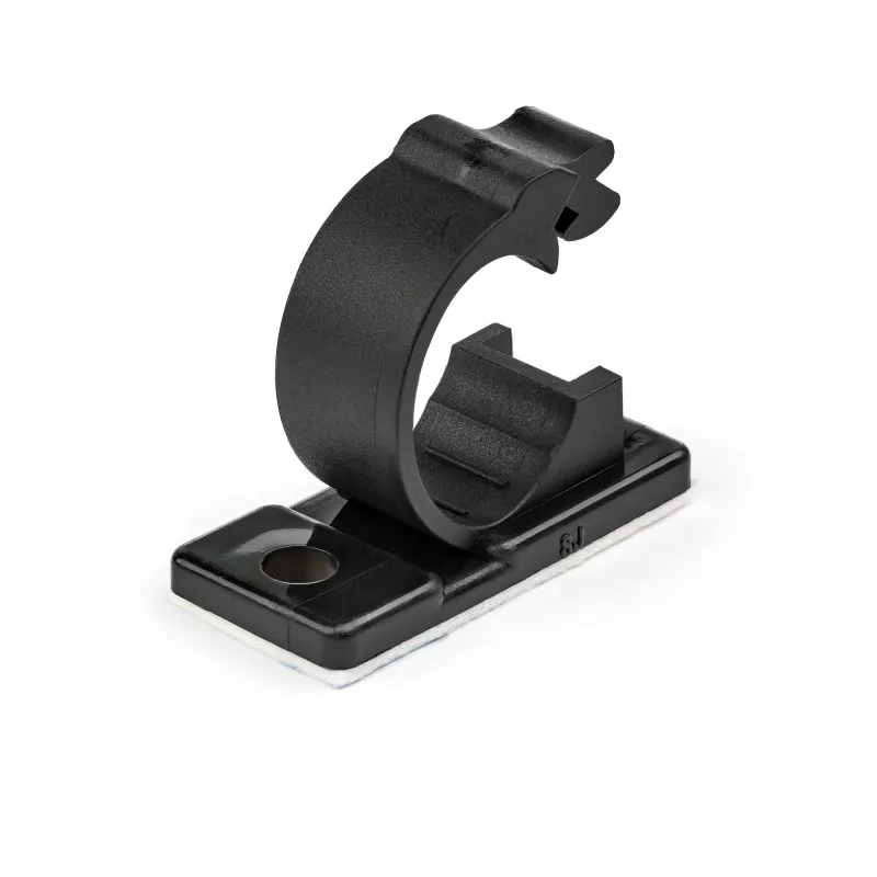 StarTech.com 100 clips autoadhesivos para gestión de cables negro – organizador de cables de red/Ethernet/escritorio de oficina/ordenador – soporte adhesivo para cables – soporte autoadhesivo de nailon UL/94V-2 ignífugo