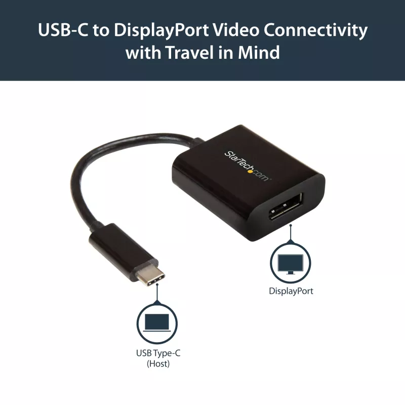 Adaptador USB-C a DisplayPort StarTech.com - 4K 60Hz/8K 30Hz - adaptador dongle USB Type-C a DP 1.4 HBR2 - convertidor de vídeo compacto USB-C (DP Alt Mode) para monitor - compatible con Thunderbolt 3