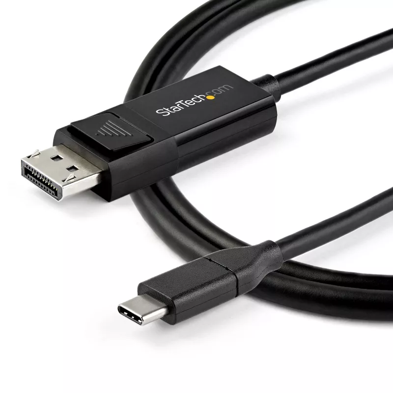 Cable USB-C a DisplayPort 1.4 StarTech.com de 2 m 8K 60Hz/4K - cable adaptador de vídeo bidireccional DP a USB-C o USB-C a DP reversible - HBR3/HDR/DSC - cable para monitor USB Type-C/Thunderbolt 3 (CDP2DP142MBD)