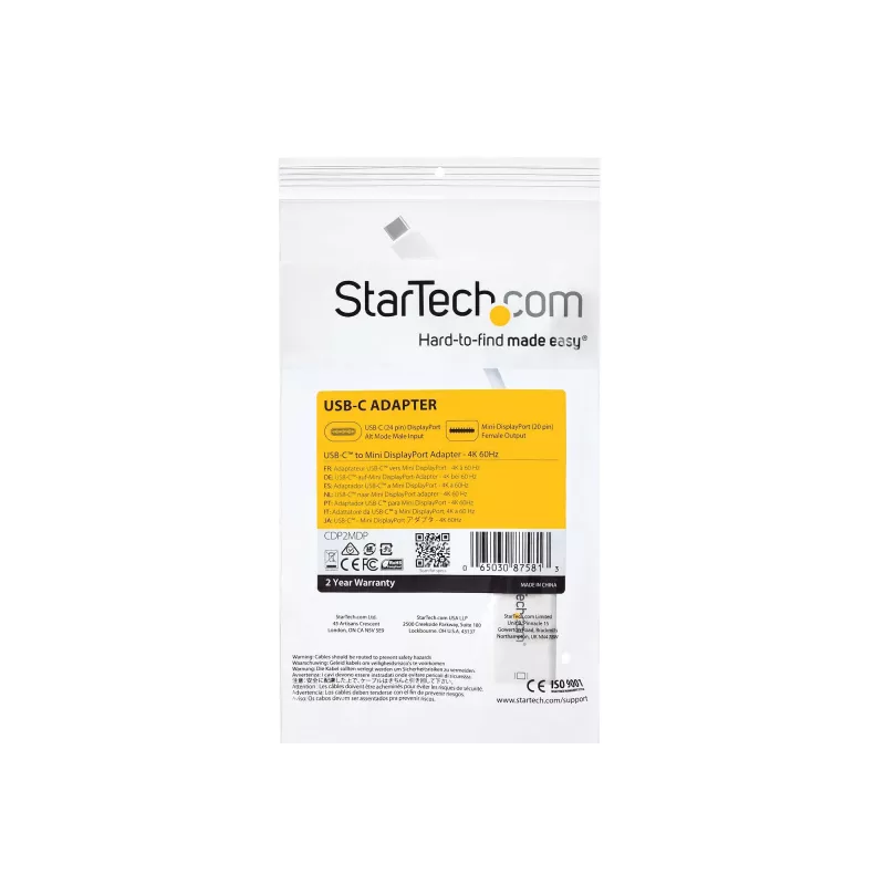 Adaptador USB-C a Mini DisplayPort StarTech.com – 4K 60 Hz – blanco – adaptador USB 3.1 Type-C a Mini DP – la versión actualizada es CDP2MDPEC