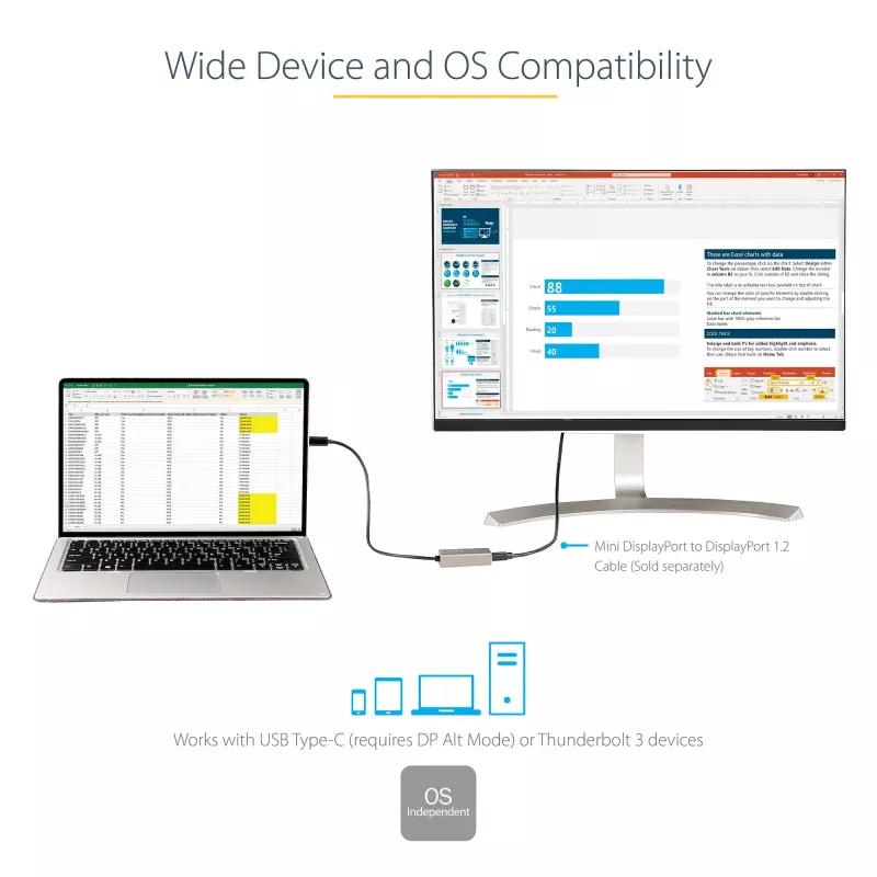 Adaptador USB-C a Mini DisplayPort StarTech.com – adaptador dongle USB-C a mDP 4K 60Hz – USB Type-C a monitor Mini DP – convertidor de vídeo – compatible con Thunderbolt 3 – cable adjunto de 30 cm – versión actualizada del CDP2MDP