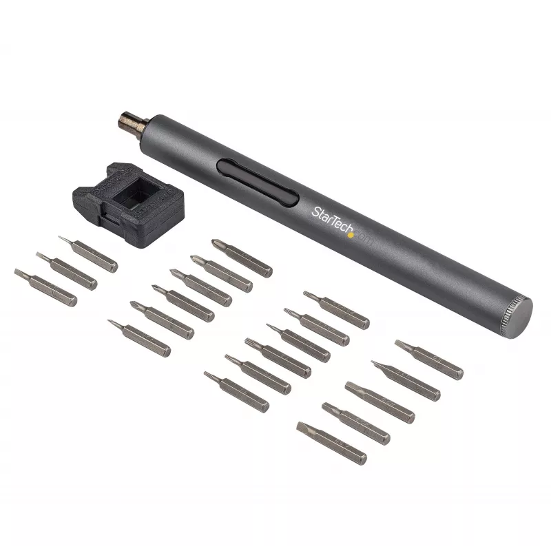 StarTech.com set de destornilladores eléctricos de precisión de 20 bits - kit portátil/mini destornillador de bits a batería para reparaciones de electrónica, portátiles, ordenadores, tablets y teléfonos - magnético - inalámbrico