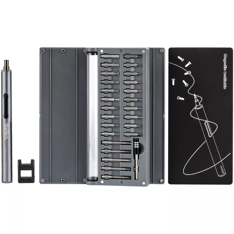 StarTech.com set de destornilladores eléctricos de precisión de 55 bits - set portátil de destornillador de bits inalámbrico a batería para reparaciones de electrónica, portátiles, ordenadores, tablets y teléfonos - base magnética