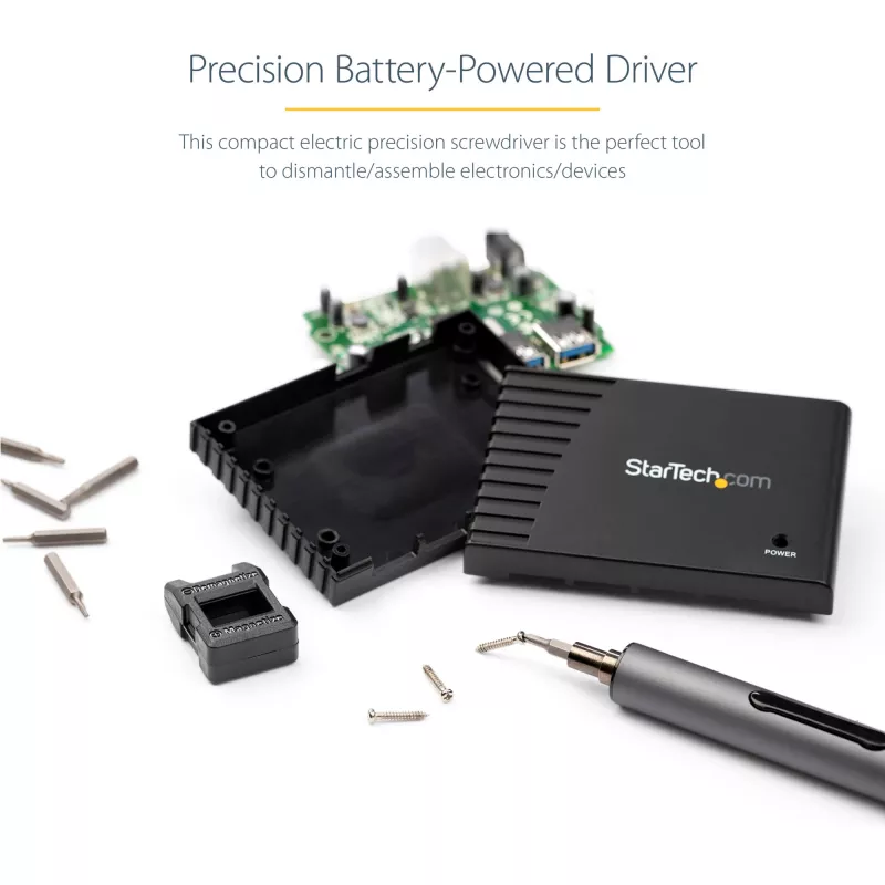 StarTech.com set de destornilladores eléctricos de precisión de 55 bits - set portátil de destornillador de bits inalámbrico a batería para reparaciones de electrónica, portátiles, ordenadores, tablets y teléfonos - base magnética
