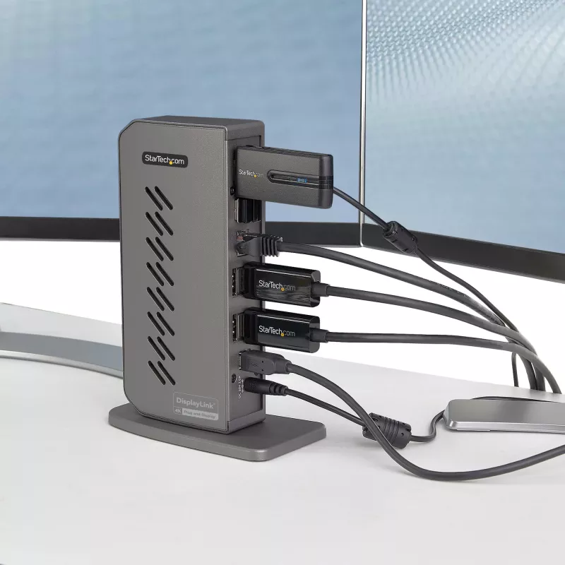 StarTech.com Dock USB-C USB-A - Estación de acoplamiento universal híbrida USB 3.0 para portátil USB-C o USB-A - Doble monitor 4K 60Hz HDMI/DisplayPort - 6x USB-A, GbE - USB 3.1 Gen 1 - Windows/Mac