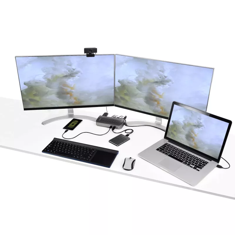 StarTech.com Dock USB-C USB-A - Estación de acoplamiento universal híbrida USB 3.0 para portátil USB-C o USB-A - Doble monitor 4K 60Hz HDMI/DisplayPort - 6x USB-A, GbE - USB 3.1 Gen 1 - Windows/Mac
