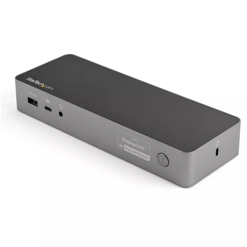StarTech.com Estación de acoplamiento universal para portátil, dock híbrido USB-C y USB-A, doble 4K DP y HDMI, 100W PD, Mac / Windows / Chrome OS, hub 4x USB 5Gbps, GbE