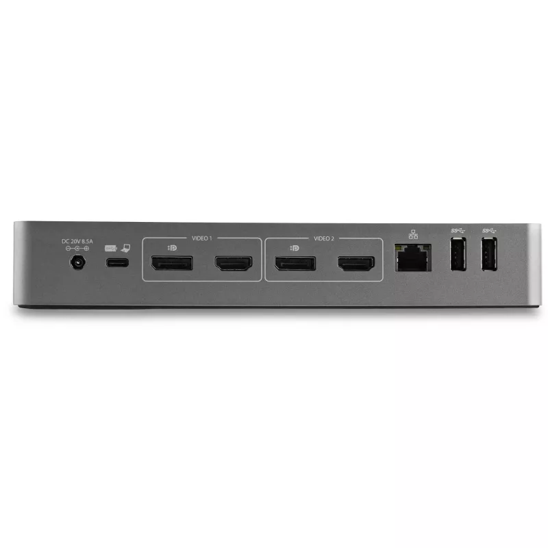 StarTech.com Estación de acoplamiento universal para portátil, dock híbrido USB-C y USB-A, doble 4K DP y HDMI, 100W PD, Mac / Windows / Chrome OS, hub 4x USB 5Gbps, GbE