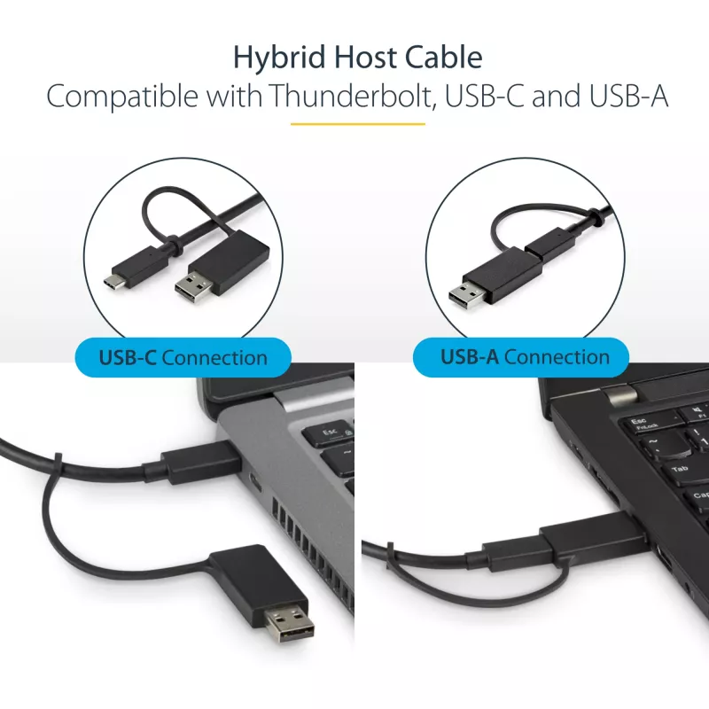 StarTech.com Estación de acoplamiento universal para portátil, dock híbrido USB-C y USB-A, doble 4K DP y HDMI, 100W PD, Mac / Windows / Chrome OS, hub 4x USB 5Gbps, GbE