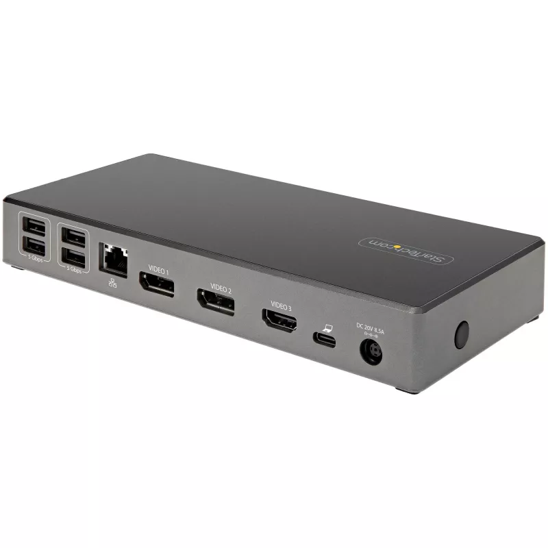 StarTech.com Dock USB C - Estación de acoplamiento USB Type-C para triple monitor 4K - 100W Power Delivery - DP 1.4 Alt Mode y DSC, 2x DisplayPort 1.4/HDMI 2.0 - 6xUSB (2x 10Gbps) - Windows/Chrome