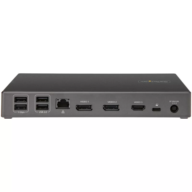 StarTech.com Dock USB C - Estación de acoplamiento USB Type-C para triple monitor 4K - 100W Power Delivery - DP 1.4 Alt Mode y DSC, 2x DisplayPort 1.4/HDMI 2.0 - 6xUSB (2x 10Gbps) - Windows/Chrome