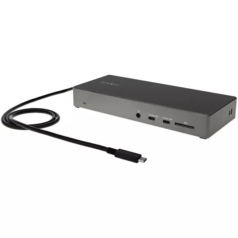 StarTech.com Dock USB C - Estación de acoplamiento USB Type-C para triple monitor 4K - 100W Power Delivery - DP 1.4 Alt Mode y DSC, 2x DisplayPort 1.4/HDMI 2.0 - 6xUSB (2x 10Gbps) - Windows/Chrome