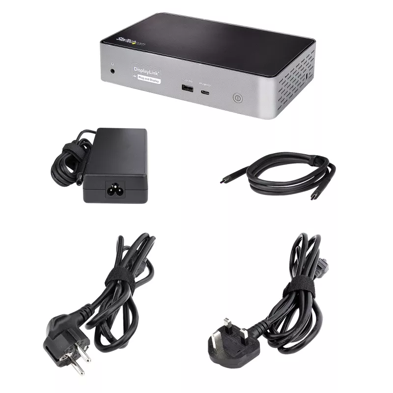 StarTech.com Dock USB-C – DisplayPort y HDMI cuádruple monitor 4K 60Hz – Estación de acoplamiento USB-C universal con 100W Power Delivery – Hub USB con 1x USB Type-C y 3x USB-A, Ethernet, Audio