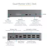 StarTech.com Dock USB-C – DisplayPort y HDMI cuádruple monitor 4K 60Hz – Estación de acoplamiento USB-C universal con 100W Power Delivery – Hub USB con 1x USB Type-C y 3x USB-A, Ethernet, Audio