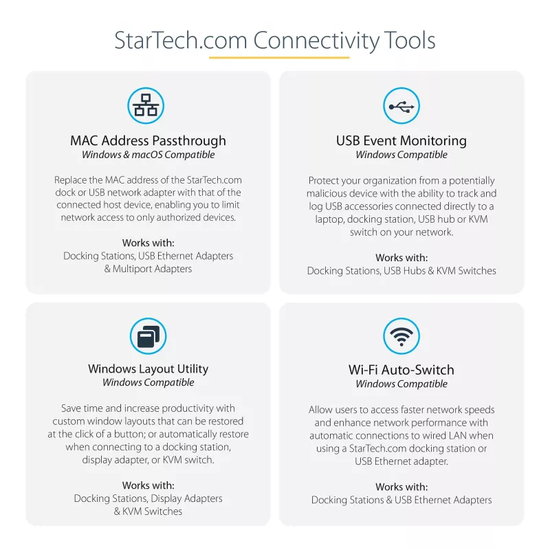 StarTech.com Dock USB-C – DisplayPort y HDMI cuádruple monitor 4K 60Hz – Estación de acoplamiento USB-C universal con 100W Power Delivery – Hub USB con 1x USB Type-C y 3x USB-A, Ethernet, Audio