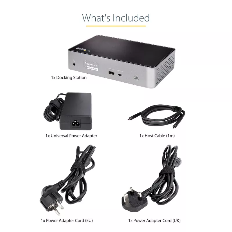 StarTech.com Dock USB-C – DisplayPort y HDMI cuádruple monitor 4K 60Hz – Estación de acoplamiento USB-C universal con 100W Power Delivery – Hub USB con 1x USB Type-C y 3x USB-A, Ethernet, Audio