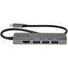 StarTech.com Adaptador multipuerto USB-C - USB-C a HDMI 2.0b 4K 60Hz (HDR10), 100W Power Delivery Pass-Through, hub USB 3.0 de 4 puertos - Mini dock USB Type-C - Cable fijo de 30 cm