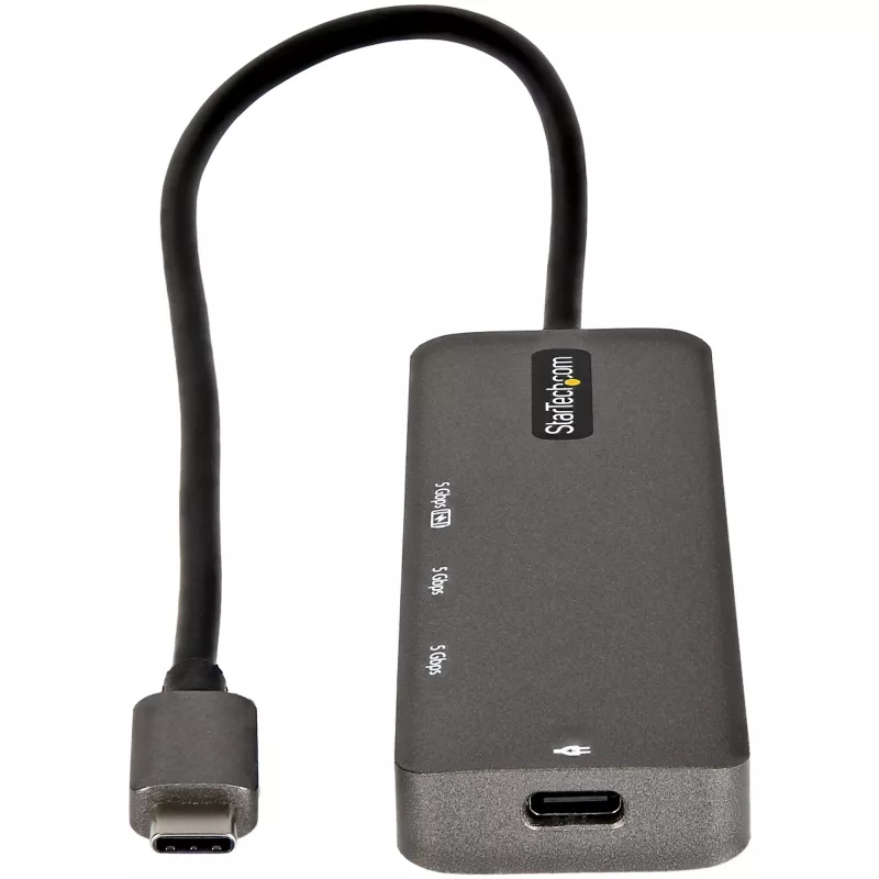 StarTech.com Adaptador multipuerto USB-C - USB-C a HDMI 2.0b 4K 60Hz (HDR10), 100W Power Delivery Pass-Through, hub USB 3.0 de 4 puertos - Mini dock USB Type-C - Cable fijo de 30 cm