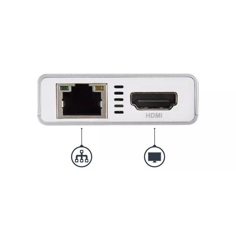 StarTech.com Adaptador multipuerto USB-C – Estación de acoplamiento de viaje USB-C con 4K HDMI – 60 W Power Delivery Pass-Through, GbE, hub USB-A 3.0 de 2 puertos – Mini dock USB Type-C portátil para portátil – Blanco