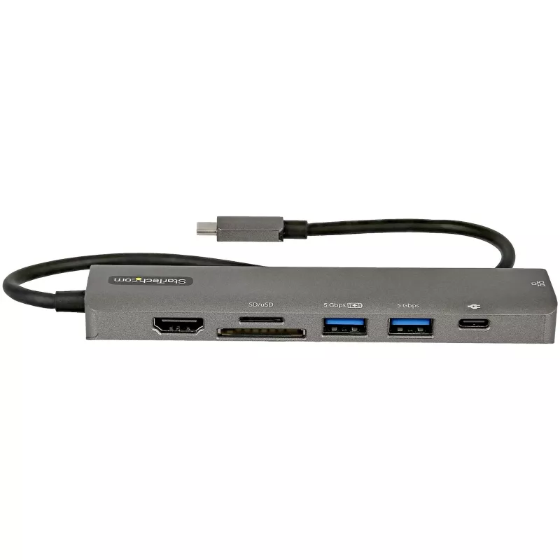 StarTech.com Hub adaptador multipuerto USB-C, USB-C a 4K 60Hz HDMI, Gigabit Ethernet y carga de portátil 100W para Macbook Pro / Air y Windows