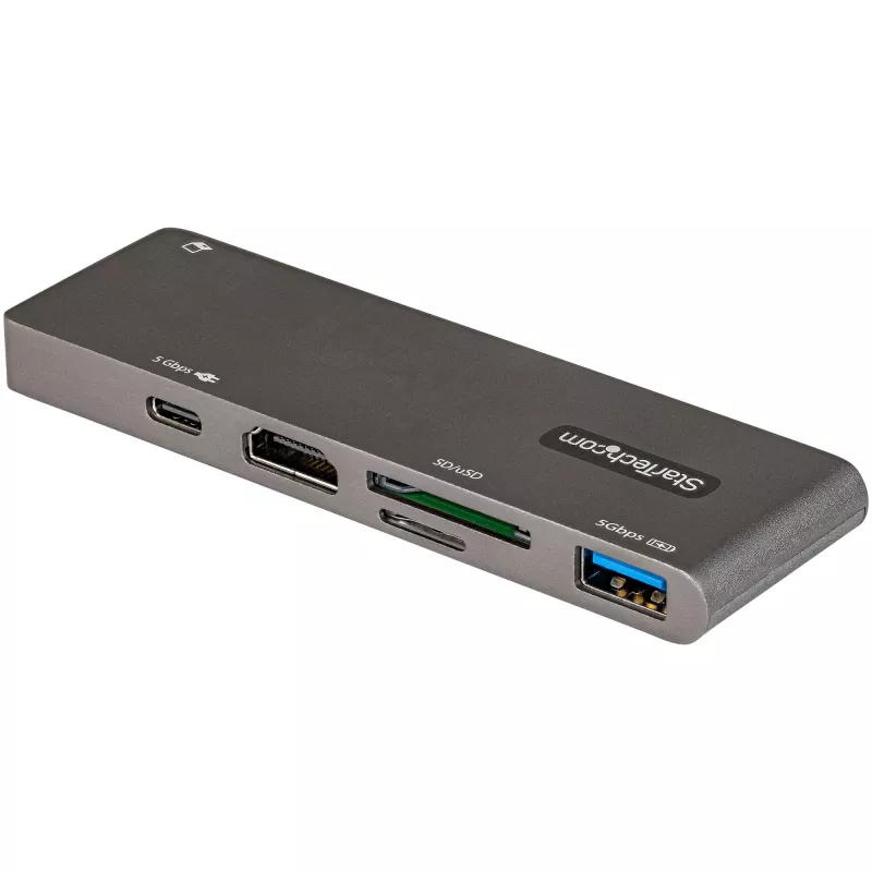 StarTech.com Adaptador multipuerto USB-C para MacBook Pro/Air – USB Type-C a 4K HDMI, 100 W Power Delivery Pass-Through, ranura SD/MicroSD, hub USB 3.0 de 2 puertos – Mini dock USB-C portátil