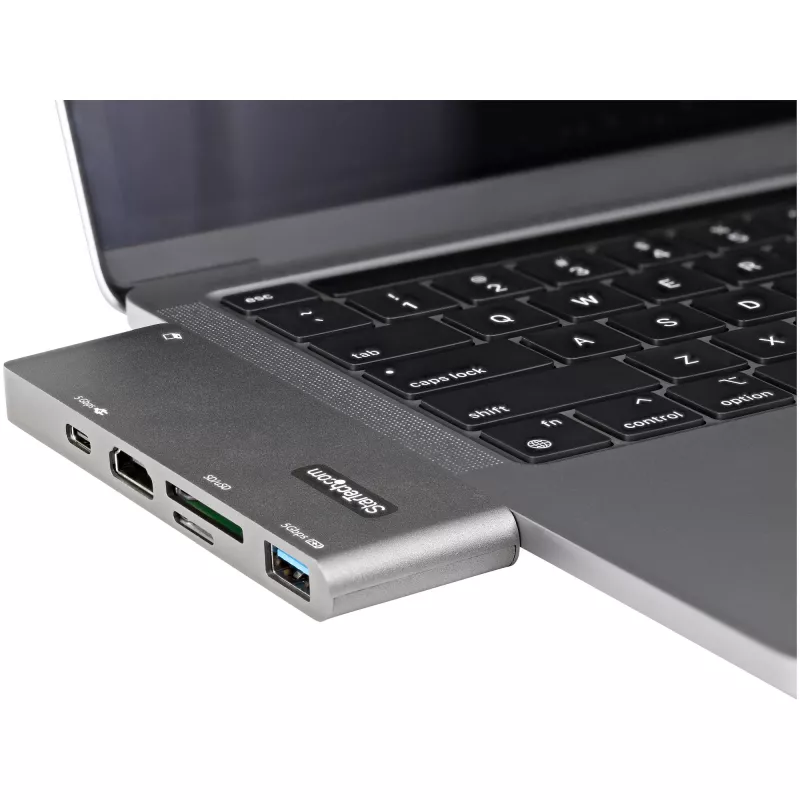 StarTech.com Adaptador multipuerto USB-C para MacBook Pro/Air – USB Type-C a 4K HDMI, 100 W Power Delivery Pass-Through, ranura SD/MicroSD, hub USB 3.0 de 2 puertos – Mini dock USB-C portátil